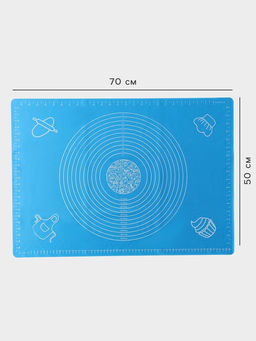 Коврик для выпечки и раскатки теста с разметкой Доляна «Эрме», силикон, 70×50 см, синий