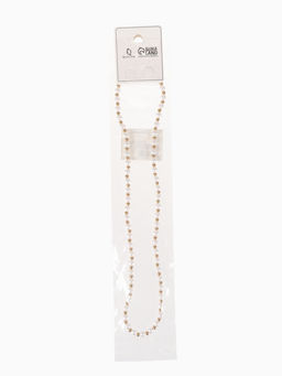 Бусы Жемчуг дуэт бусин, шар №6, белые в золоте, 53 см