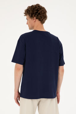 Erkek Comfort Fit Bisiklet Yaka Lacivert Ti__rt