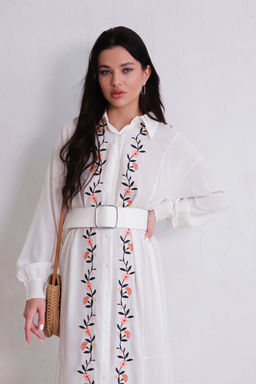 Платье-рубашка белое с вышивкой - Martichelli фото 10