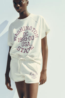 WASHED-EFFECT TEXT PLUSH SWEATSHIRT - Zara фото 15
