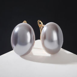 Цена за 2 шт. Серьги с жемчугом «Грейс» вытянутый овал, цвет серый в золоте