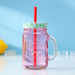 Банка стеклянная с крышкой и трубочкой Доляна «Галерея», 500 мл, 11×8×13.5 см, цвета МИКС