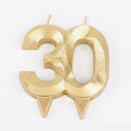 Свеча для торта юбилейная Грань, цифра 30, золотой блеск, 8см - Страна карнавалия фото 2