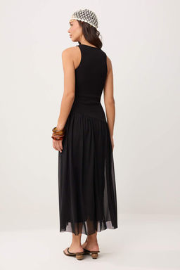 Siyah Bodycon Kolsuz Buzgulu Maxi Fitilli Esnek Orme Elbise TWOSS26EL00204 - Trendyolmilla фото 9