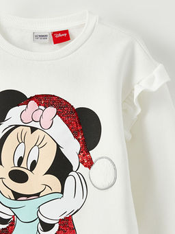 Bisiklet Yaka Minnie Mouse Bask?l? Y?lba?? Temal? Uzun Kollu K?z ?ocuk Sweatshirt - Waikiki фото 3