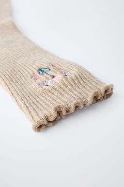 KNIT EMBROIDERED FLOWER SOCKS - Zara фото 3