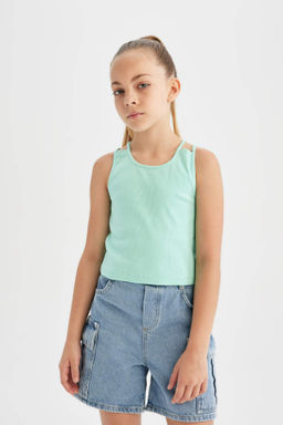 K?z Cocuk Bisiklet Yaka Basic Duz Atlet - Defacto фото 2