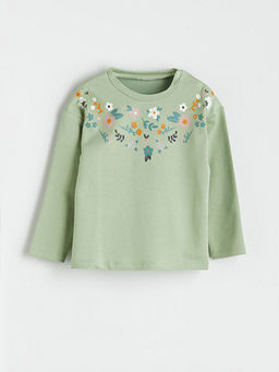 Bisiklet Yaka ?i?ekli K?z Bebek Ti??rt