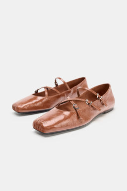 SQUARE TOE LEATHER BALLERINA - Zara фото 12