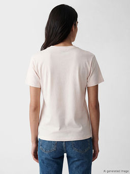 Bisiklet Yaka Los Angeles Bask?l? Kad?n Ti??rt