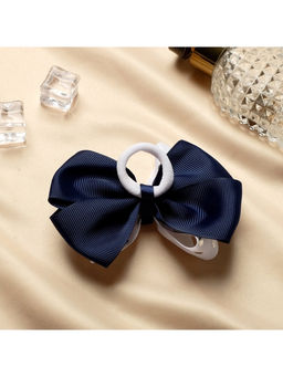 Цена за 6 шт. Бант для волос на резинке «Школьница», горох серебро, 8 см, бело-синий