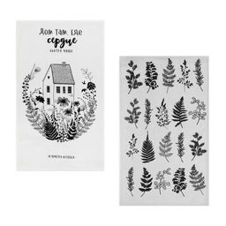 Набор полотенец кухонный Доляна Листья 35х60см-2шт, 100% хлопок