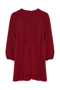 Bordo Kusakl? Duz Mini Dokuma Elbise TWOAW24EL00337