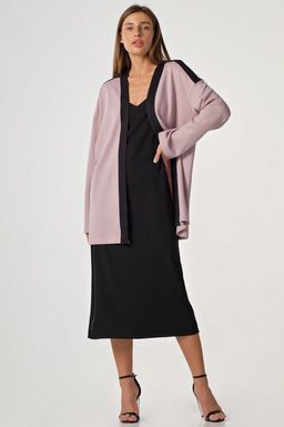 Кардиган трикотажный удлиненный из хлопка пыльно-розовый