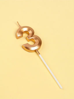 Цена за 2 шт. Свеча в торт на шпажке «Грань», цифра 3, шампань, 5 см