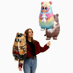 Воздушные шары фольгированные 31" «Мишка-единорог», 50 шт.