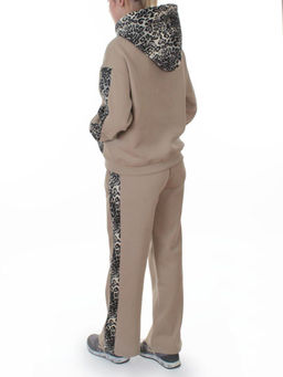 008 BEIGE/LEOPARD Костюм спортивный зимний женский (95% хлопок, 5% полиэстер)