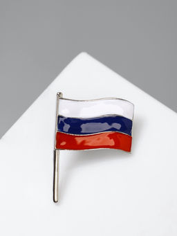 Цена за 2 шт. Значок «Флаг России», триколор в серебре
