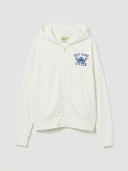 Stitch Bask?l? K?z ?ocuk Soft Touch Fermuarl? Sweatshirt