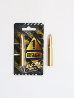 Ручка шариковая, синяя паста, пластик, пуля, на подложке Первому во всём - Artfox фото 2