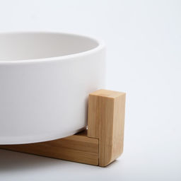 Миски керамические двойные на подставке 2 х 450 мл 28,5 х 15,5 х 7 см, белая - Пижон фото 4