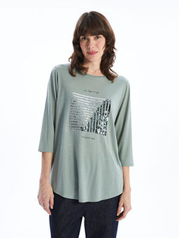 Bisiklet Yaka ??lemeli Kad?n Bluz