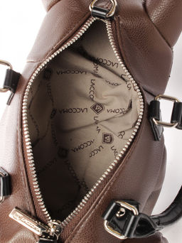 LACCOMA сумка ИГР2525-бульдог-коричневый-черный эко кожа хлопок  фото 4