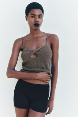 PLAIN LINEN BLEND KNIT TOP WITH KNOT DETAIL - Zara фото 10