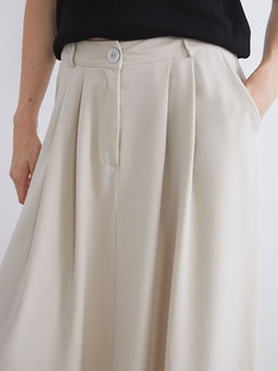 Keten Kar???ml? Pileli Etek