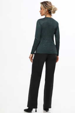 Лонгслив с люрексом темно-зеленый - Dstrend фото 5