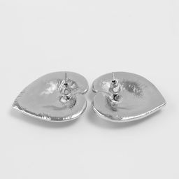 Серьги металл Сердца лист, цвет серебро - Qf фото 2