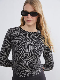 Bisiklet Yaka Desenli Bluz