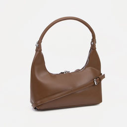 Сумка женская багет на молнии, 26×7×13 см, тёмно-коричневая