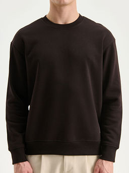 Bisiklet Yaka Uzun Kollu Erkek Kal?n Sweatshirt