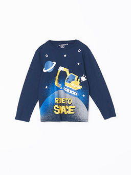 Bisiklet Yaka Bask?l? Erkek ?ocuk Pijama Tak?m?