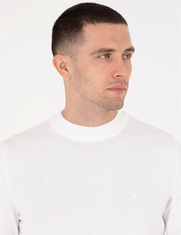 Ekru Slim Fit Yar_m Bal_k__ Yaka Basic Triko Kazak - Pierre cardin фото 2