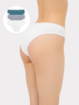 Цена за 2 штуки! Трусы женские слипы набор (3 шт.) в сумрачно-белом цвете