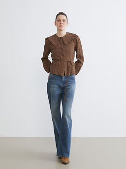 Bebe Yaka Ekose Gofre Kad?n G?mlek