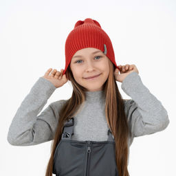Шапка вязаная Ш-103 красная (52-58)