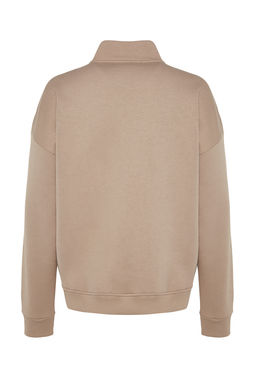 TRENDYOL MAN Vizon Oversize/Genis Kesim Fermuarl? Nak?s Detayl? Ici Polar/S?cak Tutan Sweatshirt TMNAW24SW00132 - Trendyolmilla фото 8