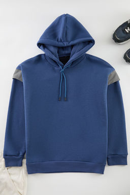 Indigo Oversize/Genis Kesim Kapusonlu Reflektor Detayl? Ici Polarl? Sweatshirt TMNSS20SW0205 - Trendyolmilla фото 6