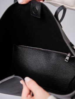 Сумка кожаная шоппер Deboro 30890 черная