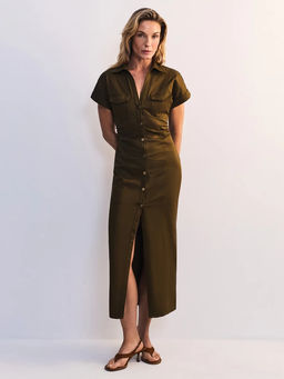 Платье миди из хлопка со сборками / Zarina