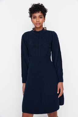 Lacivert Mini Triko Dantelli Elbise TWOAW22EL0011