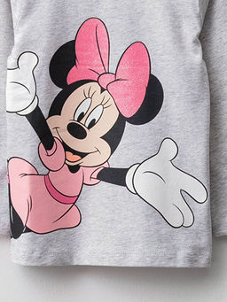 Bisiklet Yaka Uzun Kollu Minnie Mouse Bask?l? Pamuklu K?z Bebek Pijama Tak?m? - Waikiki фото 3