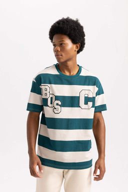 DeFactoFit Стандартная футболка с круглым вырезом и короткими рукавами с принтом  фото 3