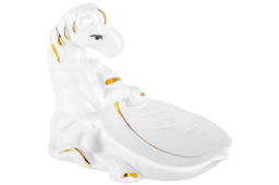 Подставка для украшений 8,5*6*6,5 см Лошадь белая с золотом, фарфор - Elan gallery фото 4