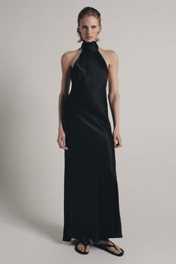 VESTIDO HALTER SATINADO ZW COLLECTION / Negro