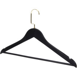 Цена за 3 шт. Плечики деревянные с выемками 1шт "ДОМания", цвет черный, поворотный крючок, 44*25см (Селфи)